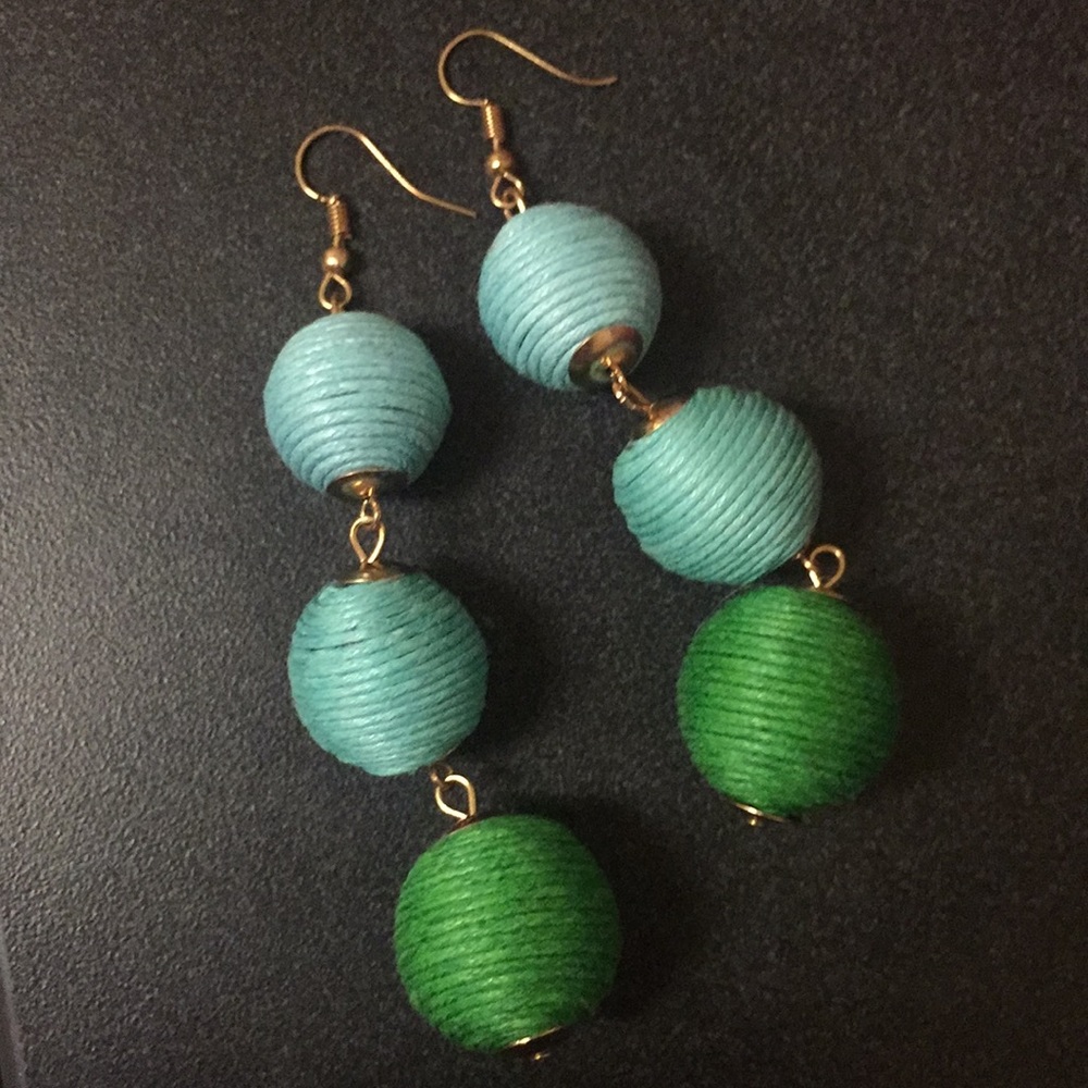 Blue/Green Ball Earrings